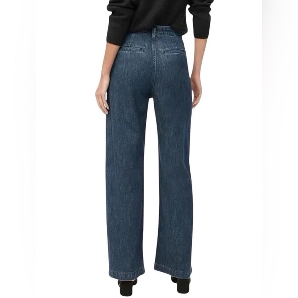J. Crew Dark Blue High Waisted Pleated Wide Leg Jeans Size 28 # 791 - Picture 2 of 5